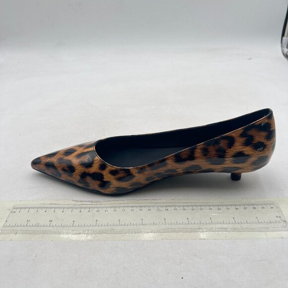 Brown Leopard Poined Toe Low Heel Pumps Slip On Office Business Ladies Shoes - Picture 1 of 7